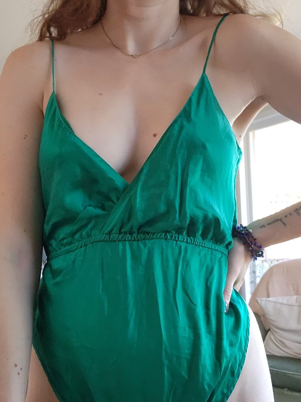 Vintage Victoria's Secret 100% Silk Body in Emerald Green